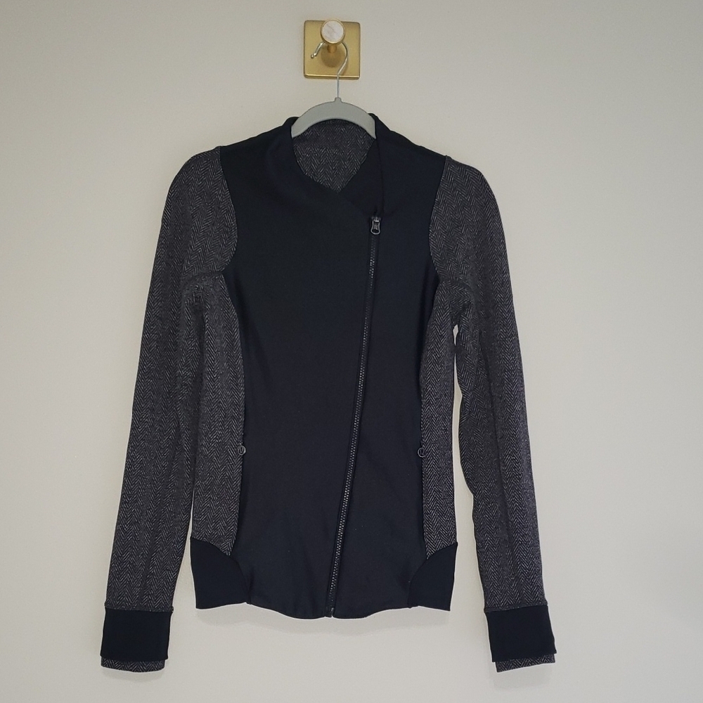 Lululemon Emerge Renewed Herringbone Jacket Women 8 Zip Up Athletic Athleisure